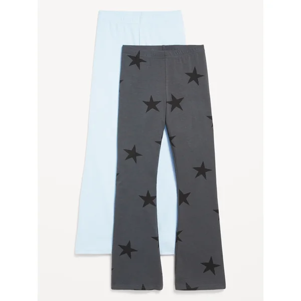 High-Waisted Full-Length Flared Leggings 2-Pack for Girls - Powder Blue/Stars