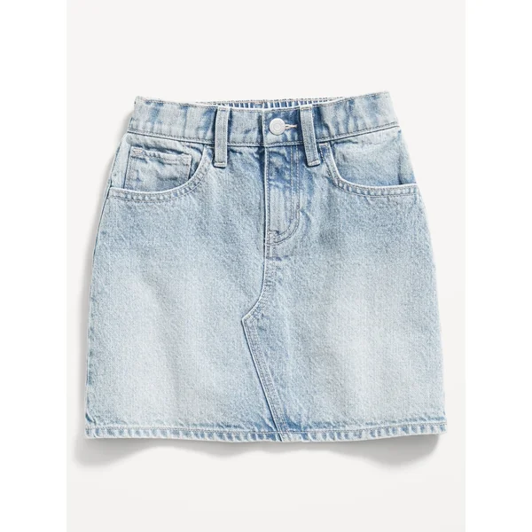 High-Waisted Jean Skirt for Girls - Light Wash