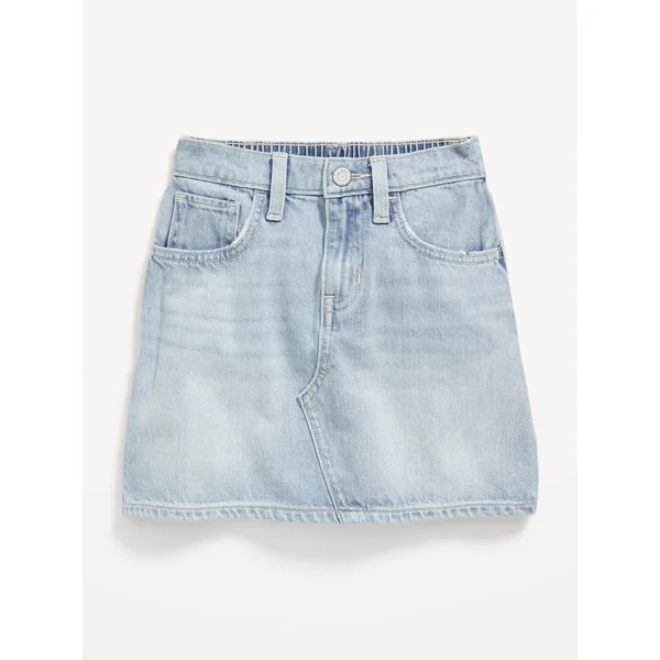 High-Waisted Jean Skirt for Girls - Light Wash