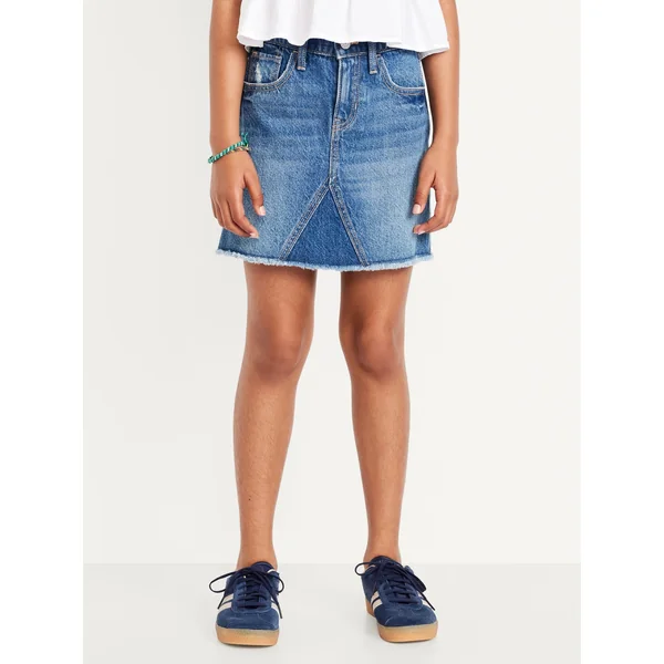 High-Waisted Jean Skirt for Girls - Medium Wash