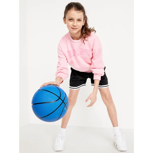 High-Waisted Mesh Basketball Shorts for Girls - Black Jack