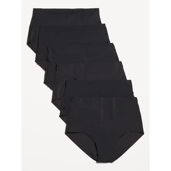 High-Waisted No-Show Brief Underwear 6-Pack - Black Jack