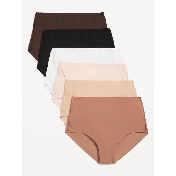 High-Waisted No-Show Brief Underwear 6-Pack - Neutral