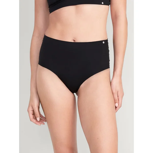 High-Waisted No-Show Brief Underwear - Black Jack