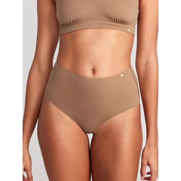 High-Waisted No-Show Brief Underwear - COCOA FAWN