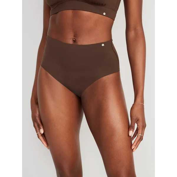 High-Waisted No-Show Brief Underwear - French Roast