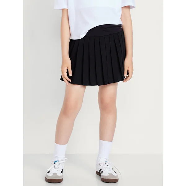 High-Waisted Pleated Performance Skort for Girls - Black Jack