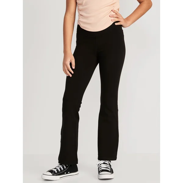 High-Waisted PowerChill Crossover Flared Leggings for Girls - Black Jack