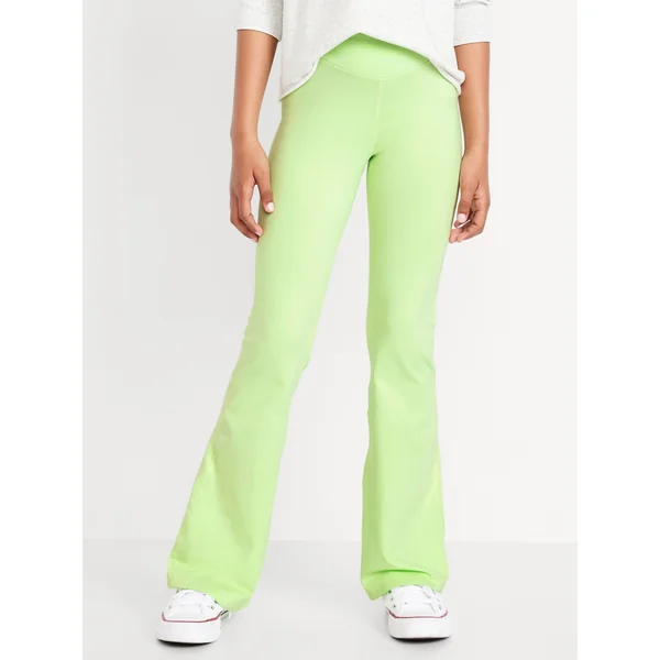 High-Waisted PowerChill Crossover Flared Leggings for Girls - Soft Limon