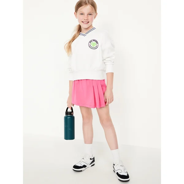 High-Waisted PowerChill Pleated Performance Skort for Girls - Pink Splendor