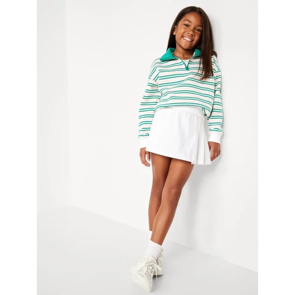 High-Waisted PowerChill Pleated Performance Skort for Girls - White Lilies