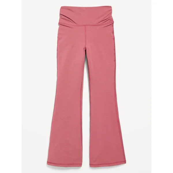 High-Waisted PowerChill Side-Ruched Flare Leggings for Girls - Mauve