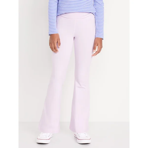 High-Waisted PowerChill Side-Ruched Flared Leggings for Girls - Lilac Ice