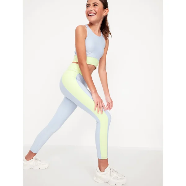 High-Waisted PowerSoft 7/8-Length Performance Leggings for Girls - Afternoon Storm Blue