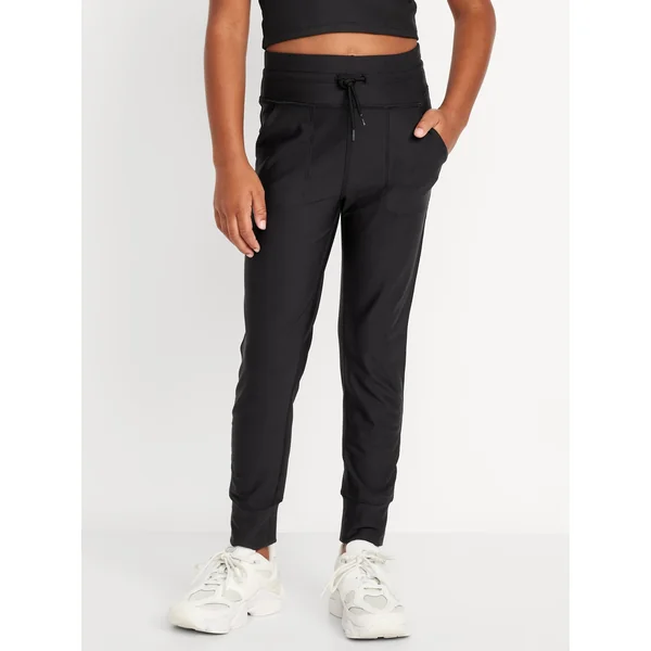 High-Waisted PowerSoft 7/8-Length Performance Leggings for Girls - Black Jack