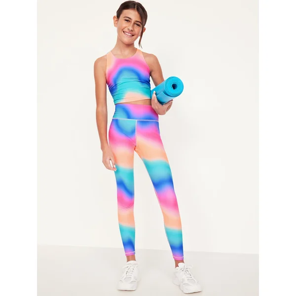 High-Waisted PowerSoft 7/8-Length Performance Leggings for Girls - Tie Dye Warm