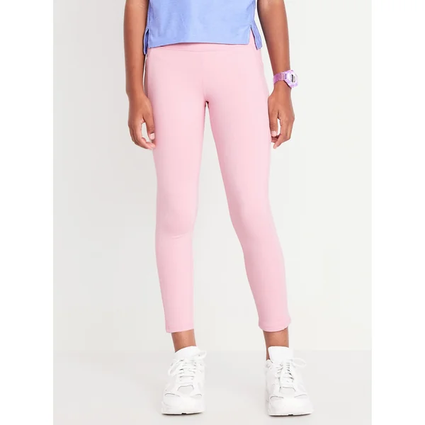 High-Waisted PowerSoft Fleece-Lined 7/8-Length Leggings for Girls - Rose Quartz