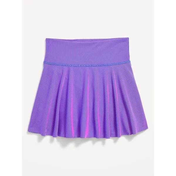 High-Waisted PowerSoft Ribbed Skort for Girls - Blue/Pink