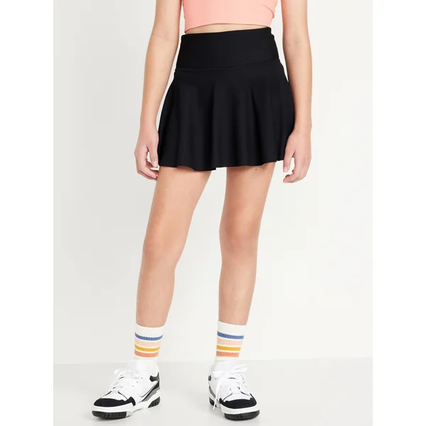 High-Waisted PowerSoft Skort for Girls - Black Jack