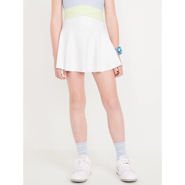 High-Waisted PowerSoft Skort for Girls - White Lilies