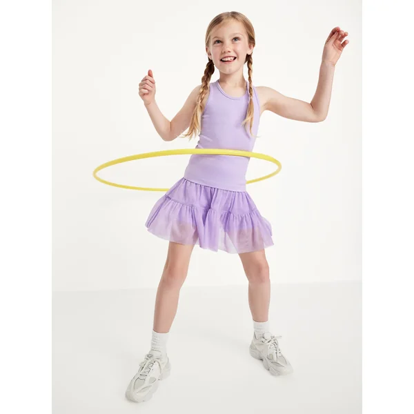 High-Waisted PowerSoft Tutu Skort for Girls - Lavender Haven
