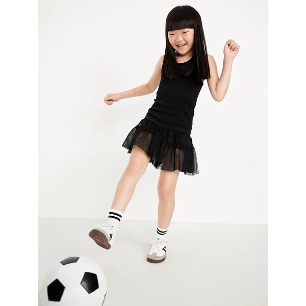 High-Waisted PowerSoft Tutu Skort for Girls - Light Black Heather