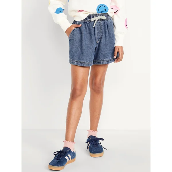 High-Waisted Pull-On Jean Shorts for Girls - Breeze (Medium Wash)