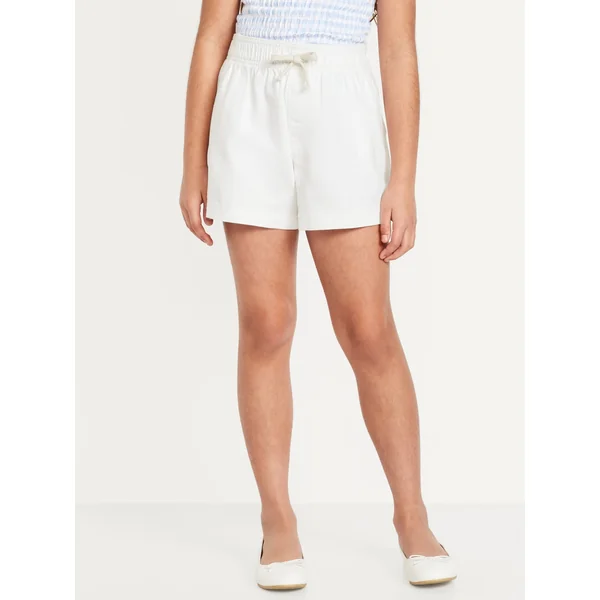 High-Waisted Pull-On Twill Shorts for Girls - Calla Lily White