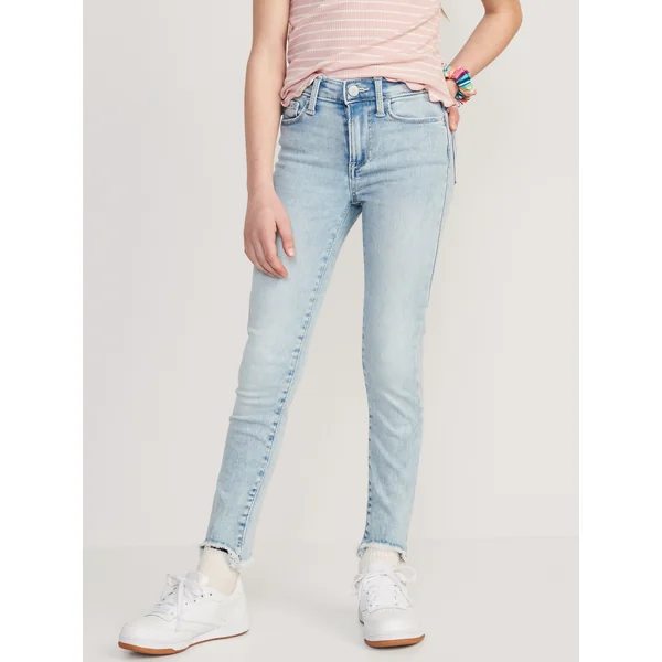 High-Waisted Rockstar 360° Stretch Frayed-Hem Super Skinny Jeggings for Girls - Star Mist (Frayed Hem)
