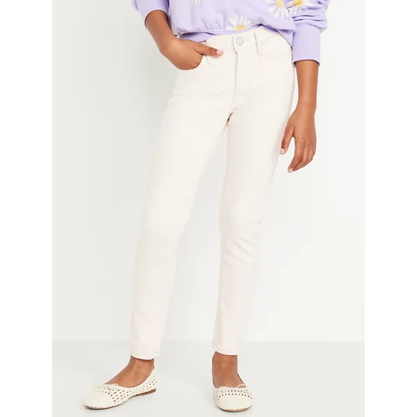 High-Waisted Rockstar 360° Stretch Jeggings for Girls - Ivory Pearl