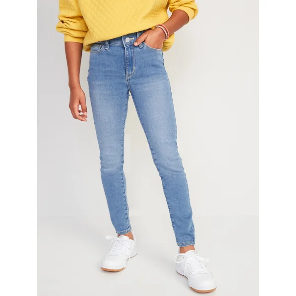 High-Waisted Rockstar 360° Stretch Jeggings for Girls - Light Wash