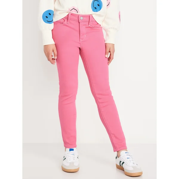 High-Waisted Rockstar 360° Stretch Jeggings for Girls - Pink Splendor