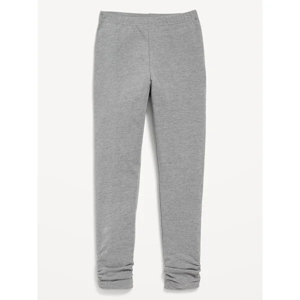 High-Waisted Side Ruched Leggings for Girls - Light Heather Gray