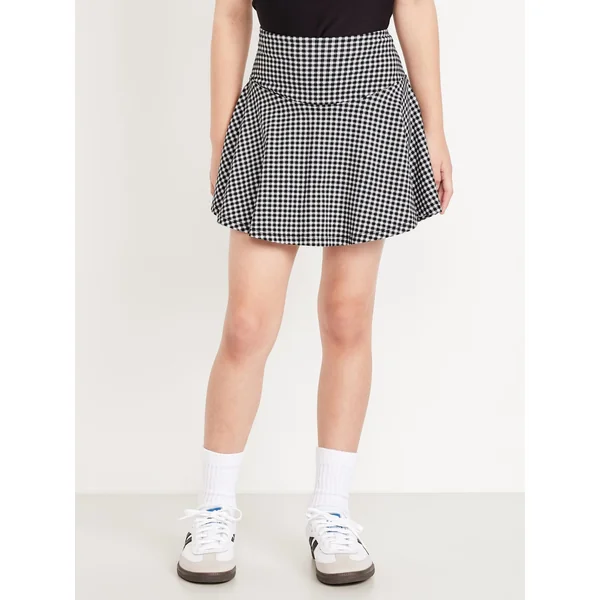 High-Waisted Skort for Girls - Gingham
