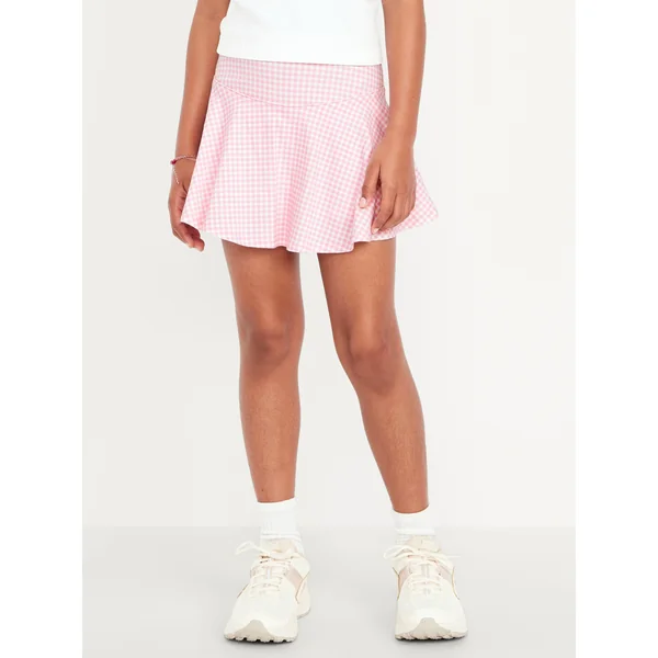 High-Waisted Skort for Girls - Pink Gingham