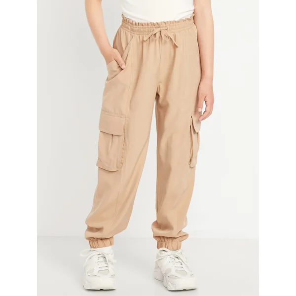 High-Waisted StretchTech Performance Joggers for Girls - Rolled Oats