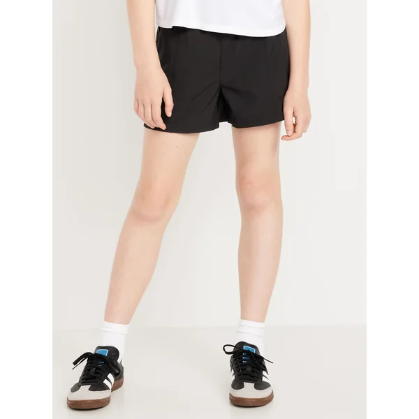 High-Waisted StretchTech Performance Shorts for Girls - Black