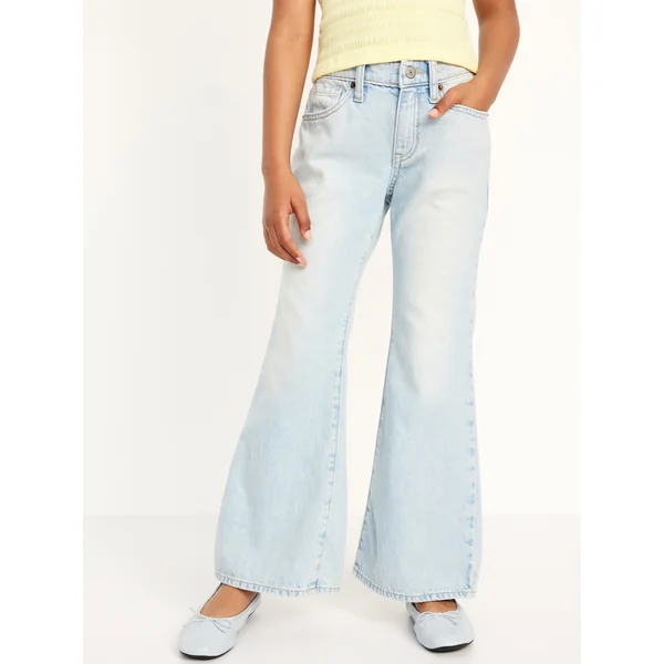 High-Waisted Super Baggy Flare Jeans for Girls - Sunfade