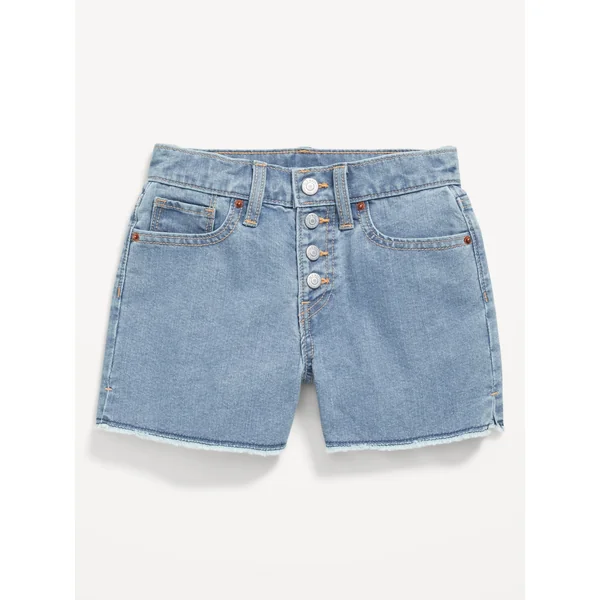 High-Waisted Wow Frayed-Hem Jean Shorts for Girls - LIGHT WASH
