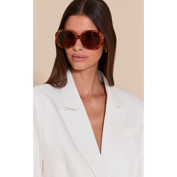 Honey Tortoiseshell Oversized Angled Sunglasses