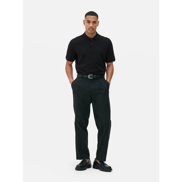 Honeycomb Texture Polo Shirt - Black