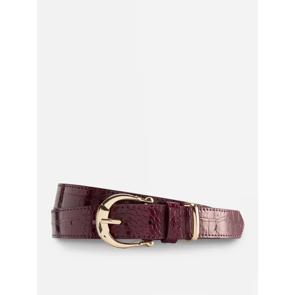 Horseshoe-Buckle Belt - Burgundy