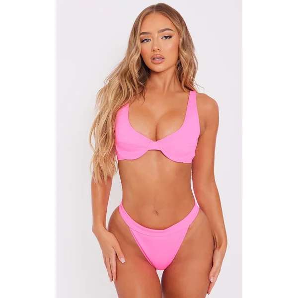 Hot Pink Underwired Scuba Bikini Top
