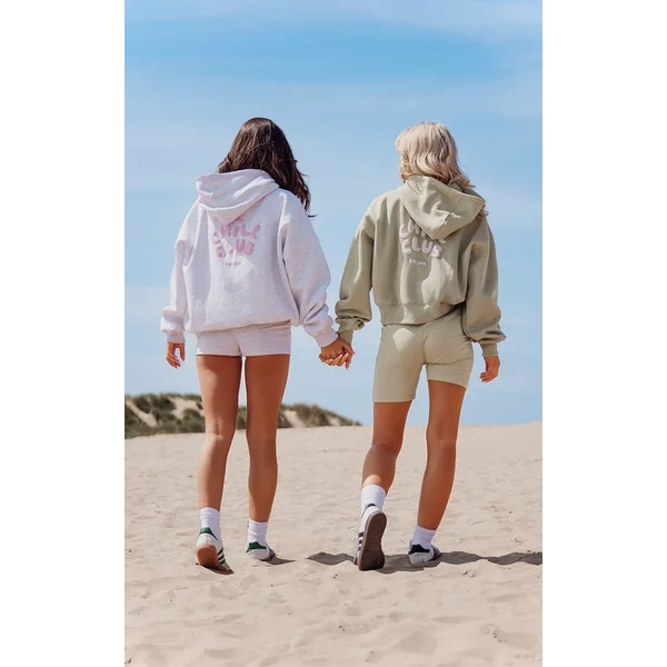 Ice Grey Chill Club Puff Print Oversized Hoodie