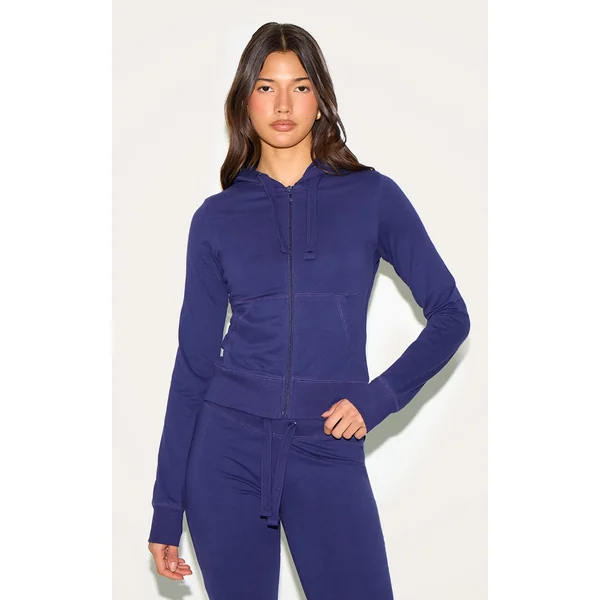 Indigo Blue Zip Up Fitted Track Top