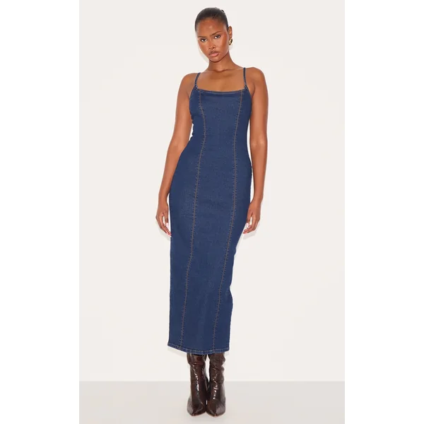 Indigo Cami Strap Denim Midaxi Dress