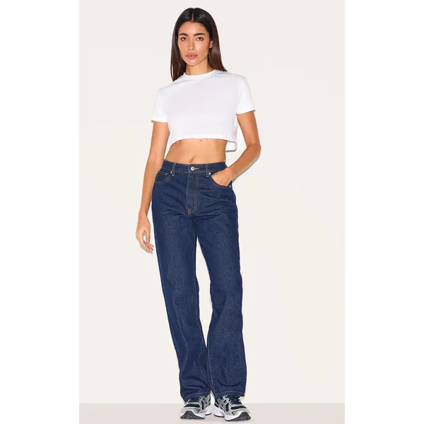 Indigo High Waist Straight Leg Jeans