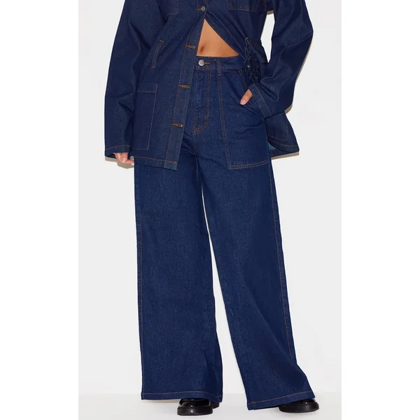 Indigo Wash Mid Rise Wide Leg Style Jeans
