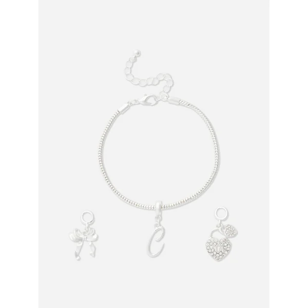 Initial Charm Bracelet - White