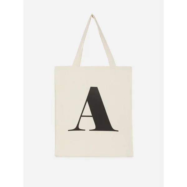 Initial Reusable Canvas Bag - Natural